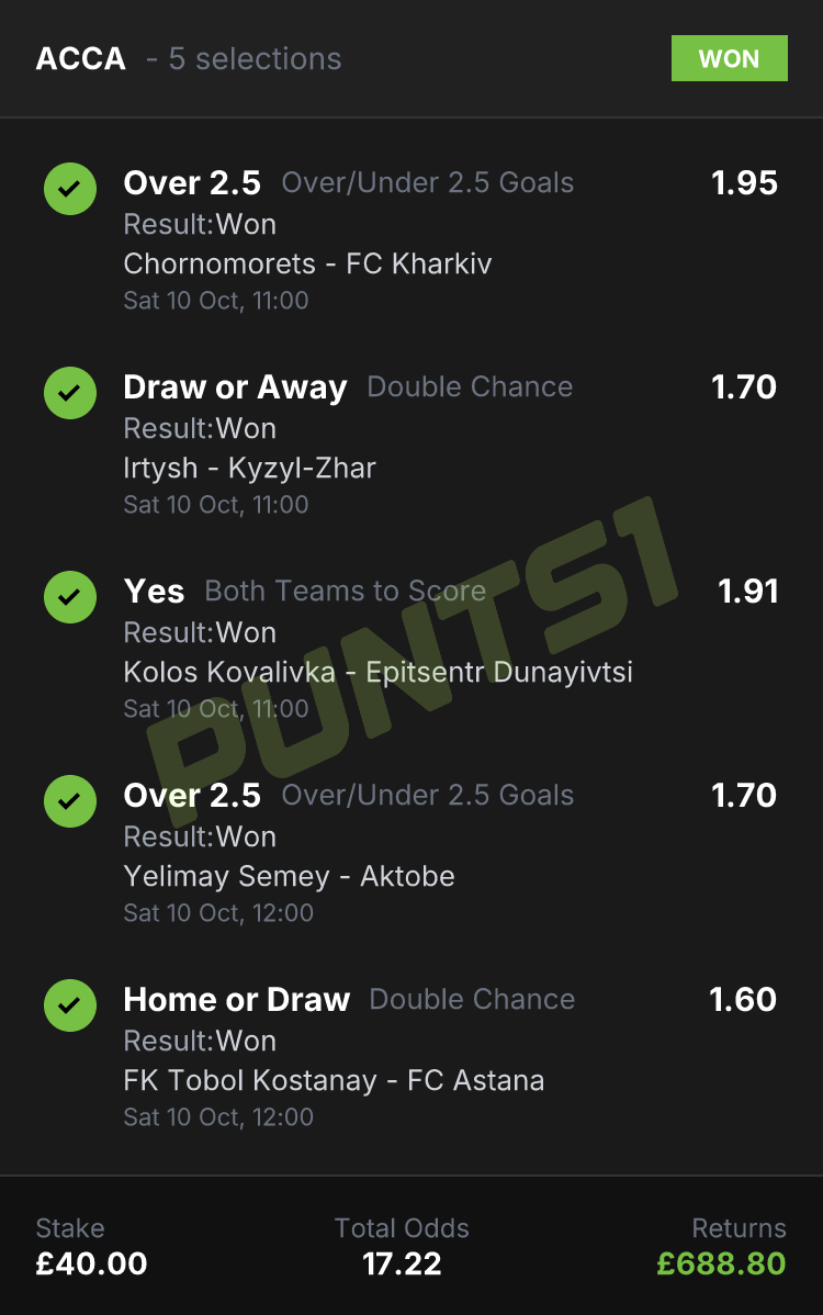 Yesterday's PUNTS1 bet slip